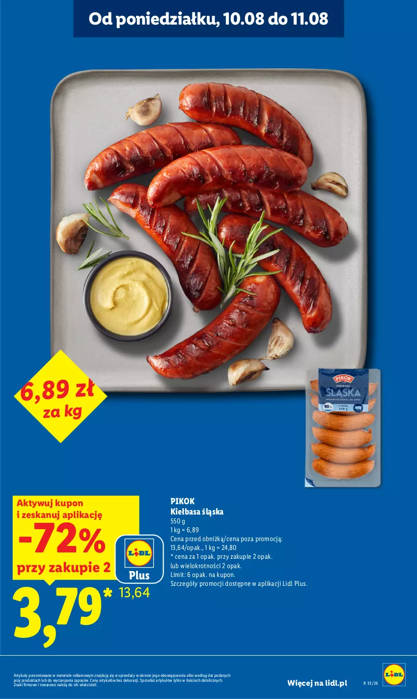 Gazetka promocyjna Lidl - Gazetka ważna od 10.08 do 11.08 - ważna 10.08 do 11.08.2026 - strona 13 - produkty: Kiełbasa, Kiełbasa śląska, PIKOK