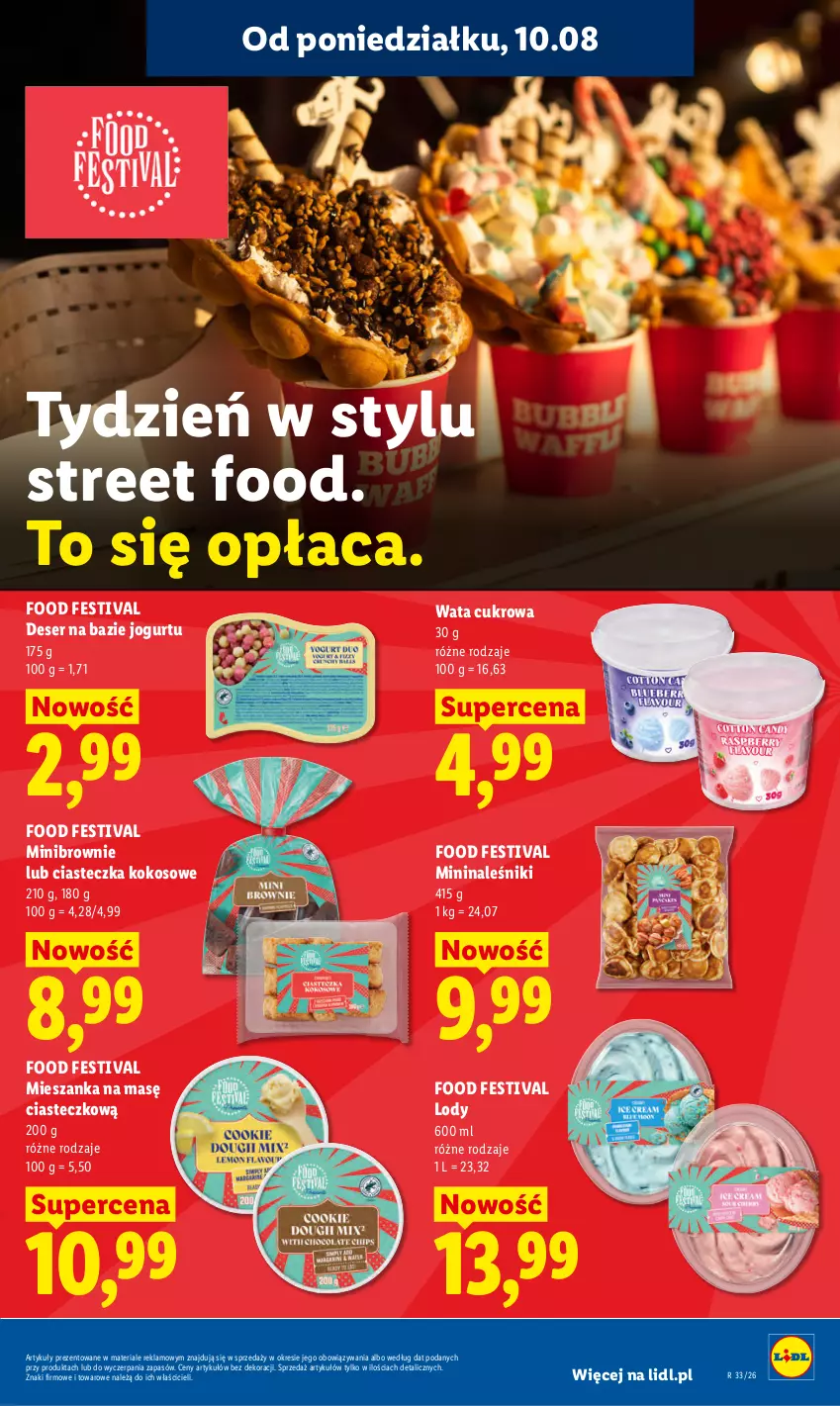 Gazetka promocyjna Lidl - Gazetka ważna od 10.08 do 11.08 - ważna 10.08 do 11.08.2026 - strona 61 - produkty: Brownie, Deser, Jogurt, Kokos, Lody, Naleśniki, Ser, Wata cukrowa