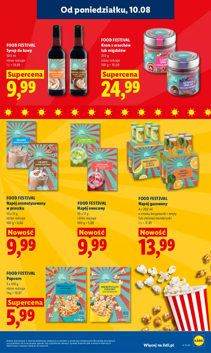 Gazetka promocyjna Lidl - Gazetka ważna od 10.08 do 11.08 - ważna 10.08 do 11.08.2026 - strona 65 - produkty: Mandarynki, Napój, Napój gazowany, Popcorn, Syrop