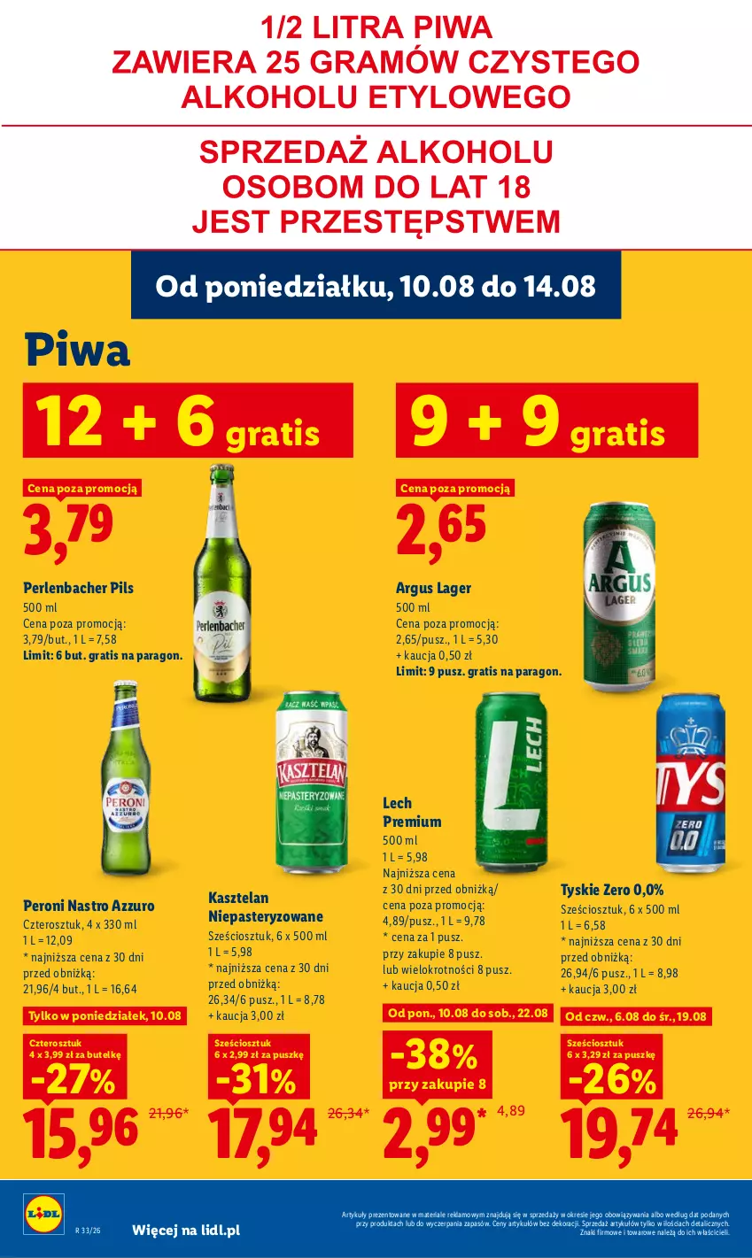 Gazetka promocyjna Lidl - Gazetka ważna od 10.08 do 11.08 - ważna 10.08 do 11.08.2026 - strona 74 - produkty: Gra, Kasztelan, Lech Premium, NBA, Piwa, Tyskie