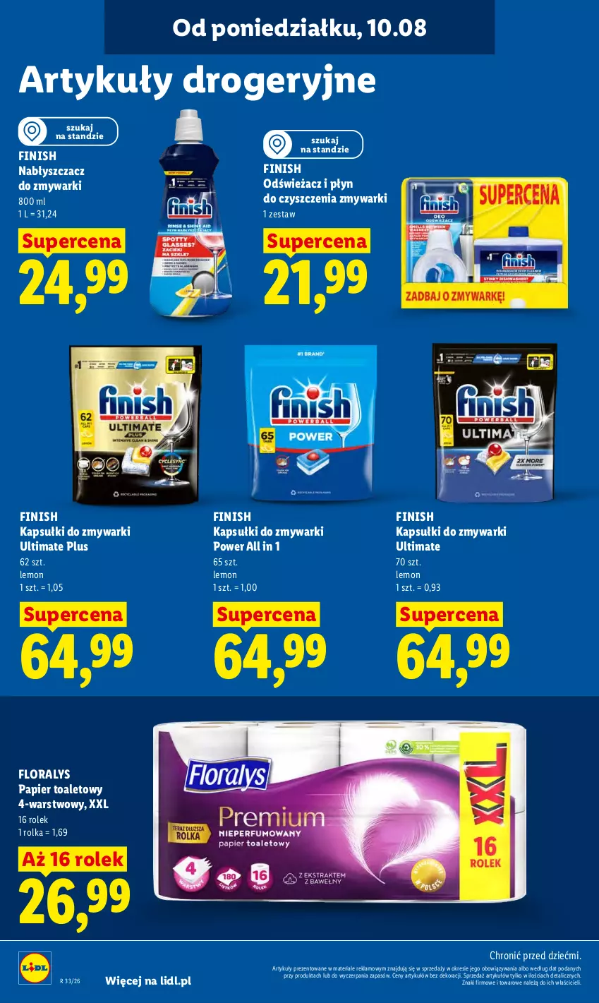 Gazetka promocyjna Lidl - Gazetka ważna od 10.08 do 11.08 - ważna 10.08 do 11.08.2026 - strona 90 - produkty: Finish, Flora, Papier, Papier toaletowy, Zmywarki