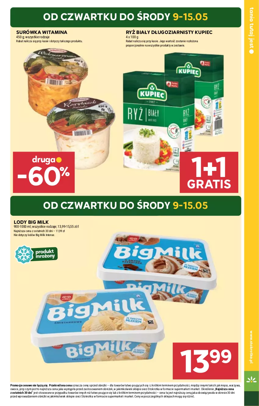 Gazetka promocyjna Stokrotka - Market - ważna 09.05 do 15.05.2024 - strona 3 - produkty: Big Milk, Gra, Kupiec, Lody, Piec, Por, Ryż, Ryż biały, Surówka