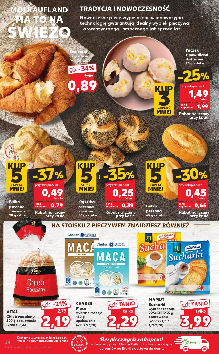 Gazetka promocyjna Kaufland - OFERTA TYGODNIA - ważna 17.06 do 23.06.2021 - strona 24 - produkty: Bułka, Chleb, Croissant, Kajzerka, Kajzerka pszenna, Pączek, Piec