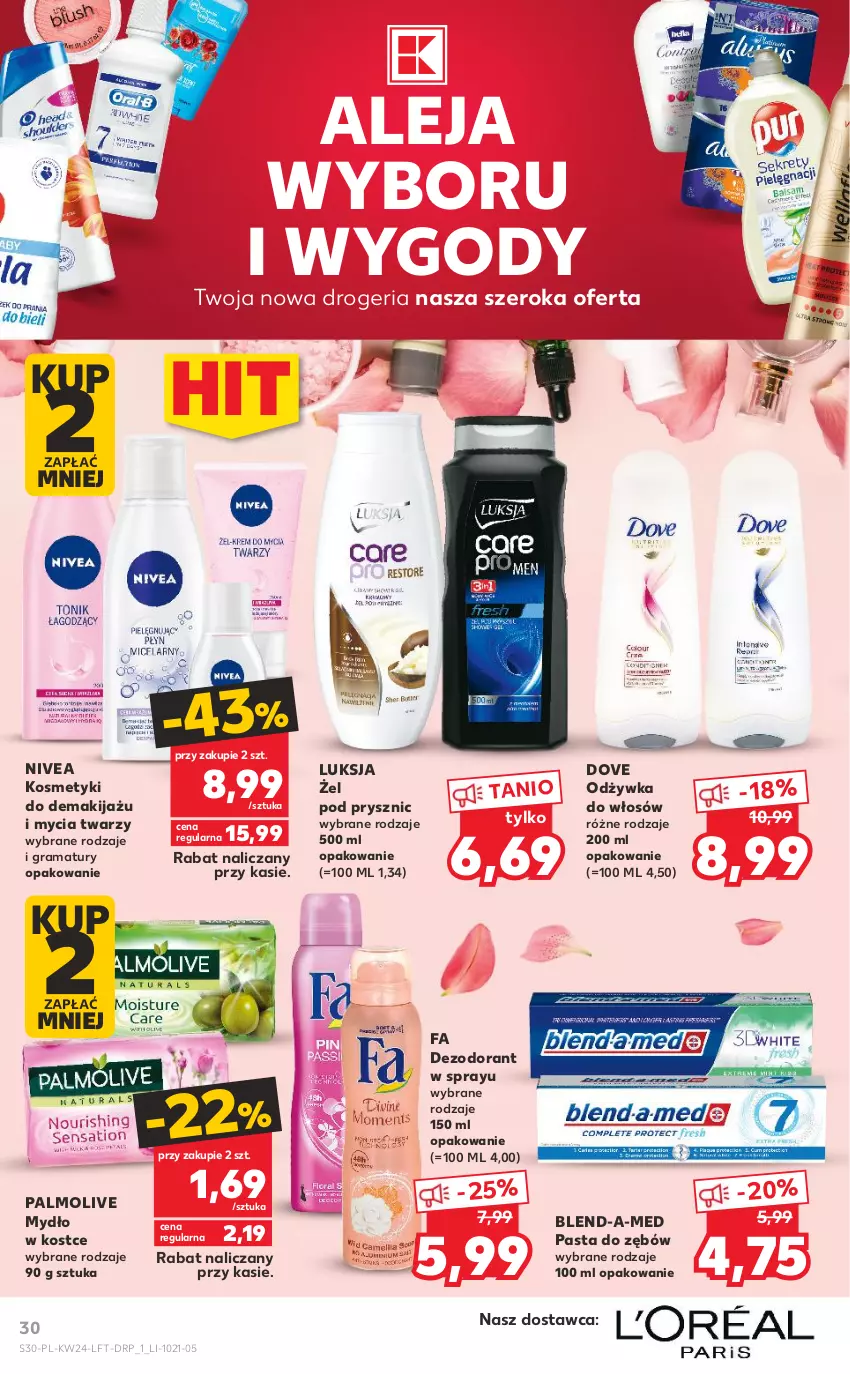 Gazetka promocyjna Kaufland - OFERTA TYGODNIA - ważna 17.06 do 23.06.2021 - strona 30 - produkty: Blend-a-Med, Dezodorant, Dove, Fa, Gra, Luksja, Makijaż, Mydło, Nivea, Odżywka, Palmolive, Pasta do zębów, Rama