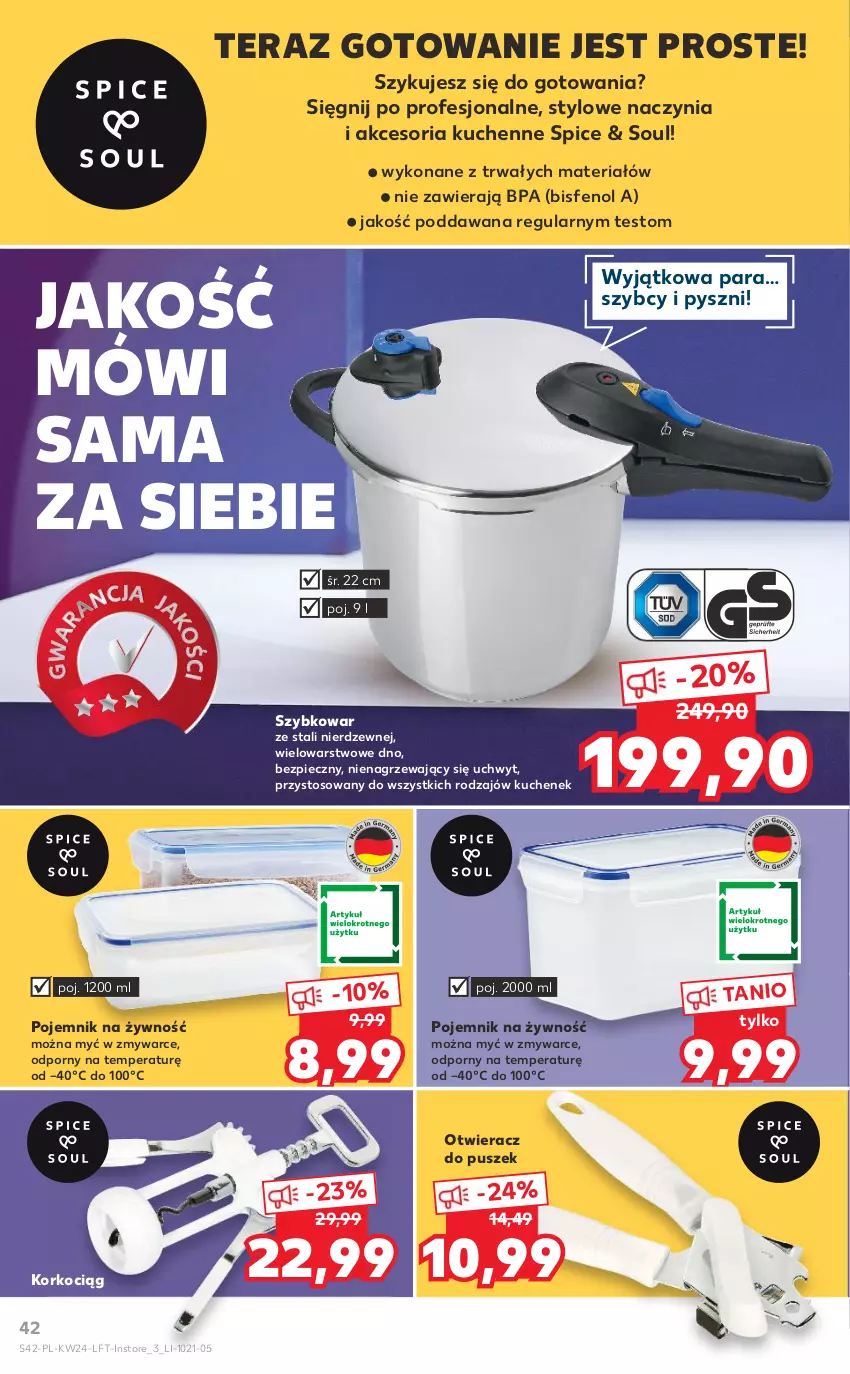 Gazetka promocyjna Kaufland - OFERTA TYGODNIA - ważna 17.06 do 23.06.2021 - strona 42 - produkty: Koc, Korkociąg, Otwieracz, Piec, Pojemnik, Por, Szybkowar, Tera