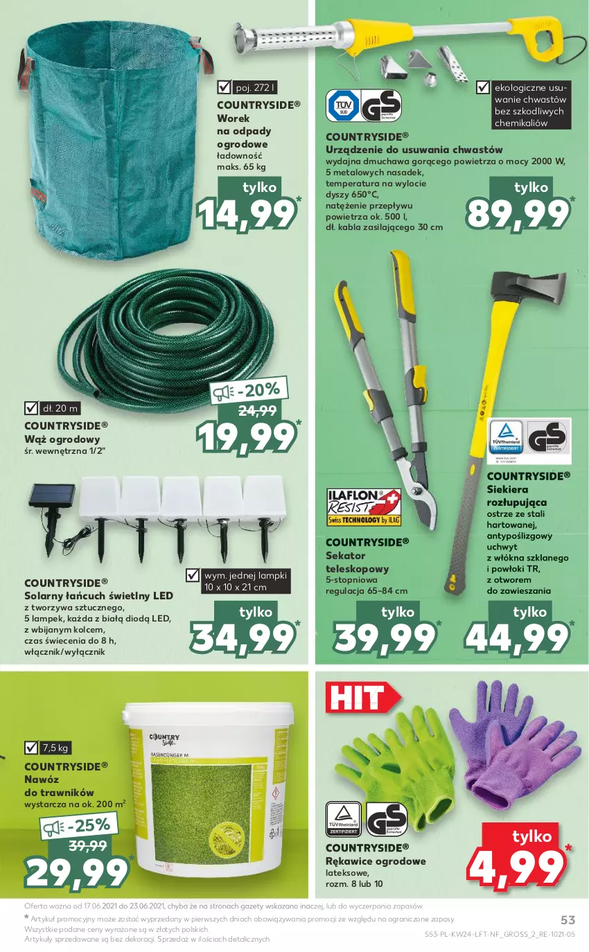 Gazetka promocyjna Kaufland - OFERTA TYGODNIA - ważna 17.06 do 23.06.2021 - strona 53 - produkty: Gra, Nawóz, Rękawice, Sekator, Teleskop, Top