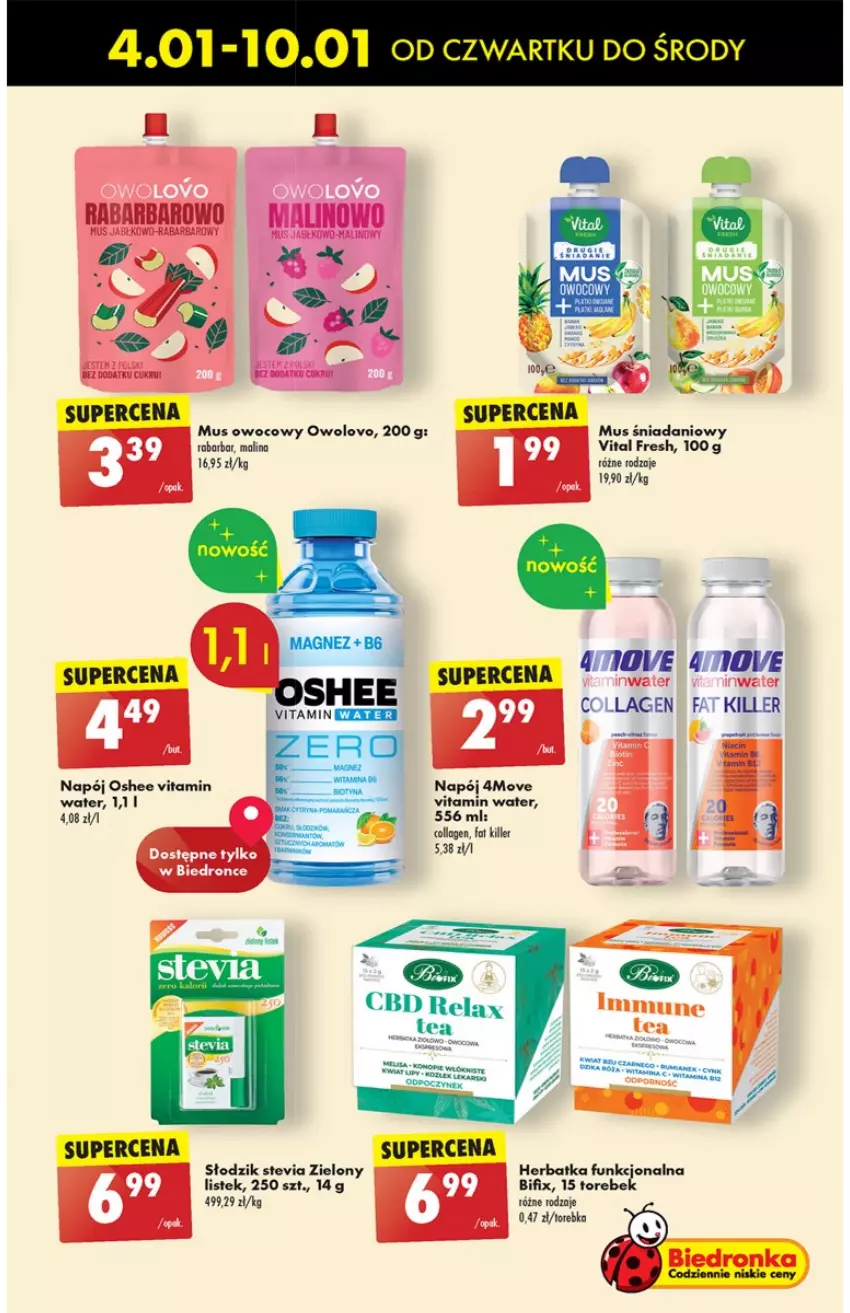 Gazetka promocyjna Biedronka - Od Czwartku - ważna 04.01 do 10.01.2024 - strona 41 - produkty: Danio, Fa, Mus, Napój, Oshee, Stek, Torebka