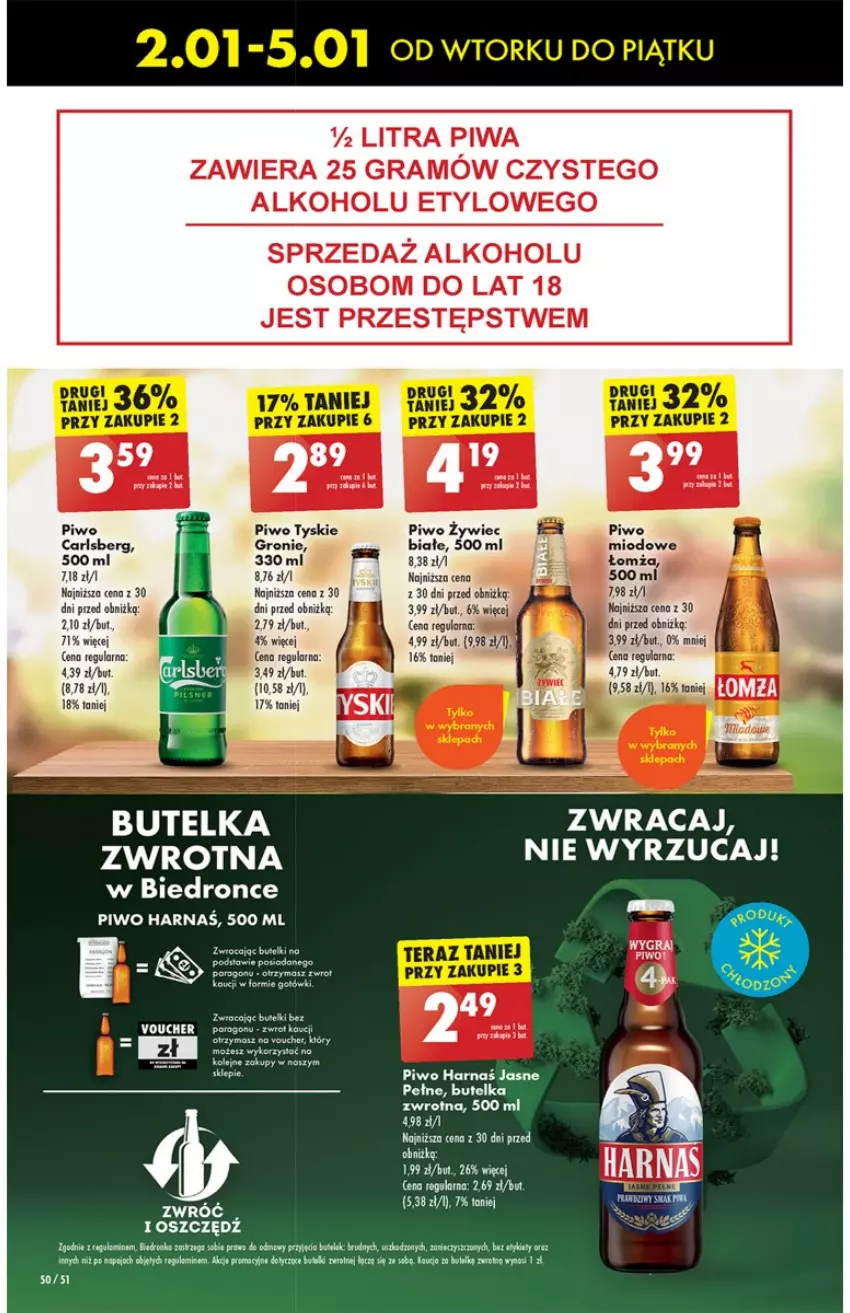 Gazetka promocyjna Biedronka - Od Czwartku - ważna 04.01 do 10.01.2024 - strona 58 - produkty: Carlsberg, Gra, Piwa, Piwo, Tyskie