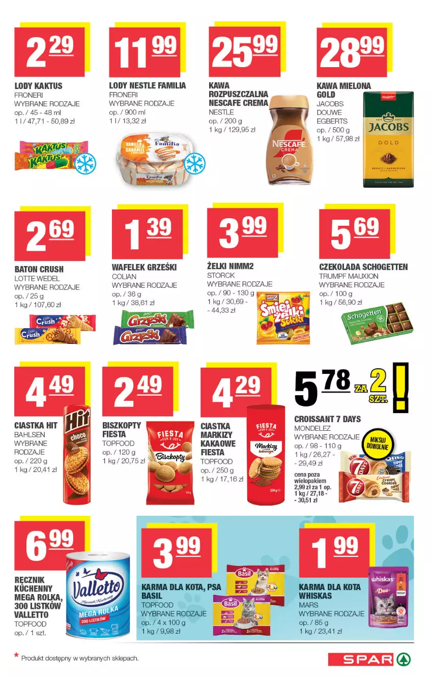 Gazetka promocyjna Spar - Spar - ważna 12.08 do 23.08.2026 - strona 5 - produkty: 7 Days, Baton, Biszkopty, Ciastka, Croissant, Czekolada, Fa, Grześki, Jacobs, Kakao, Kaktus, Kawa, Kawa mielona, Lody, Nimm2, Ręcznik, Ręcznik kuchenny, Rum, Schogetten, Top, Wafelek