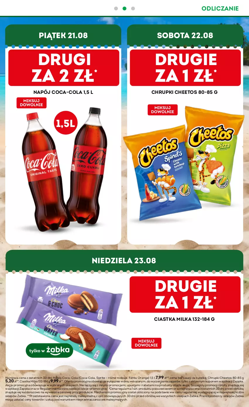 Gazetka promocyjna Żabka - gazetka-promocyjna-33-34-2026 - ważna 12.08 do 25.08.2026 - strona 3 - produkty: Cheetos, Chrupki, Ciastka, Coca-Cola, Fa, Fanta, Milka, Napój, Sprite