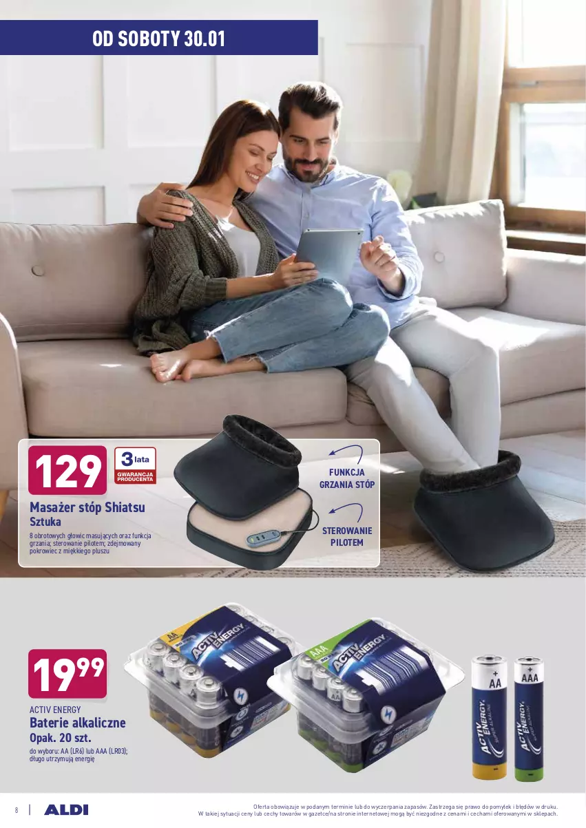 Gazetka promocyjna Aldi - Ale Cena Środa-Sobota - ważna 27.01 do 30.01.2021 - strona 8 - produkty: Baterie alkaliczne, Masażer, Pokrowiec