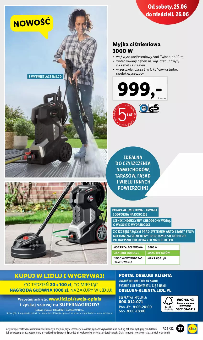 Gazetka promocyjna Lidl - GAZETKA - ważna 20.06 do 26.06.2022 - strona 41 - produkty: Fa, Gry, Koc, Mola, Myjka ciśnieniowa, Por, Sok, Top, Uchwyty