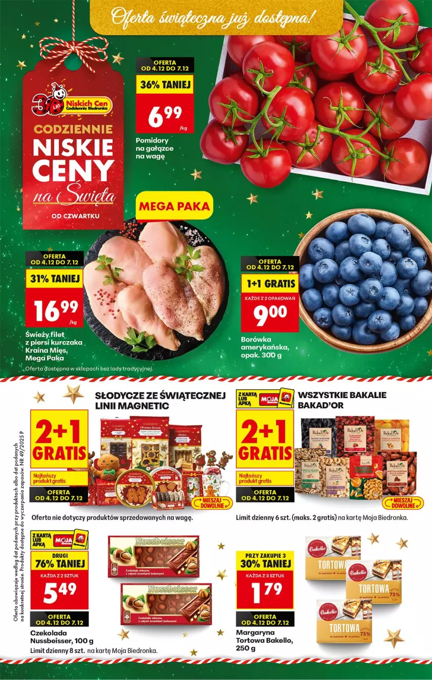 Gazetka promocyjna Biedronka - Od Czwartku - ważna 04.12 do 10.12.2025 - strona 1 - produkty: Borówka, Borówka amerykańska, Czekolada, Fa, Kurczak, Margaryna, Pomidory, Ser