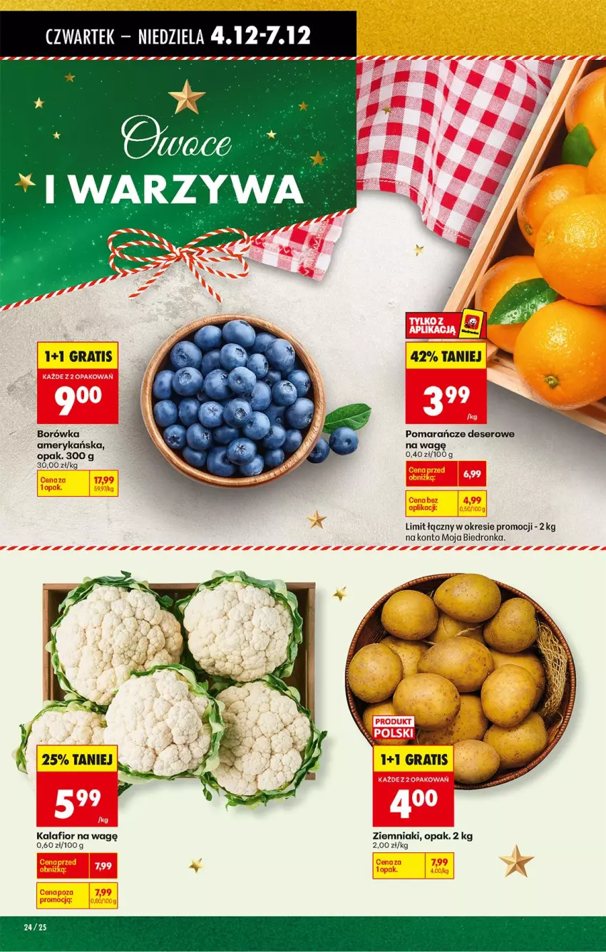 Gazetka promocyjna Biedronka - Od Czwartku - ważna 04.12 do 10.12.2025 - strona 26 - produkty: Borówka, Borówka amerykańska, Deser, Gra, Kalafior, Pomarańcze, Ser, Warzywa, Ziemniaki