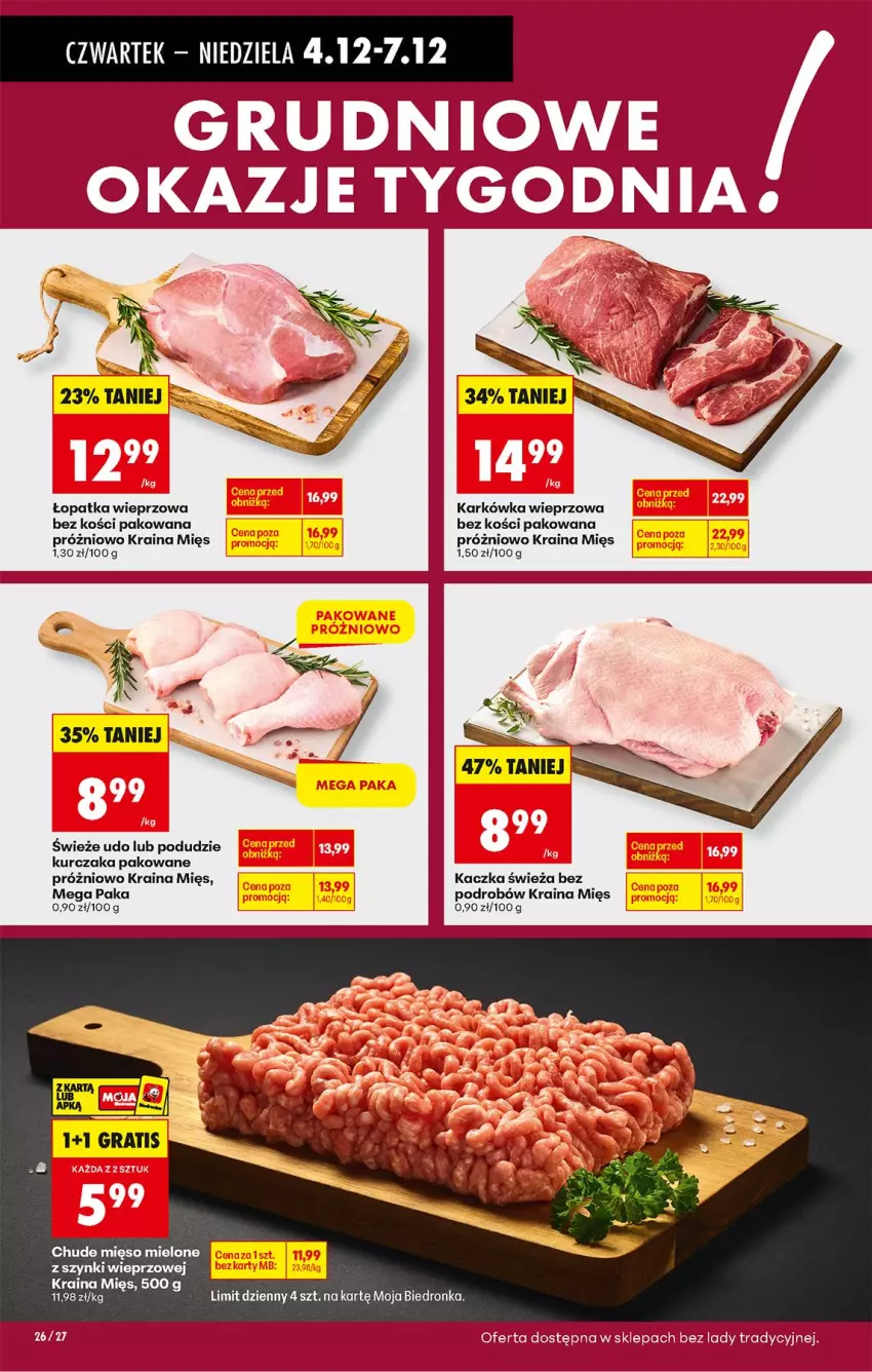 Gazetka promocyjna Biedronka - Od Czwartku - ważna 04.12 do 10.12.2025 - strona 34 - produkty: Fa, Gra, Kaczka, Karkówka wieprzowa, Kurczak, Mięso, Mięso mielone, Mięso mielone z szynki