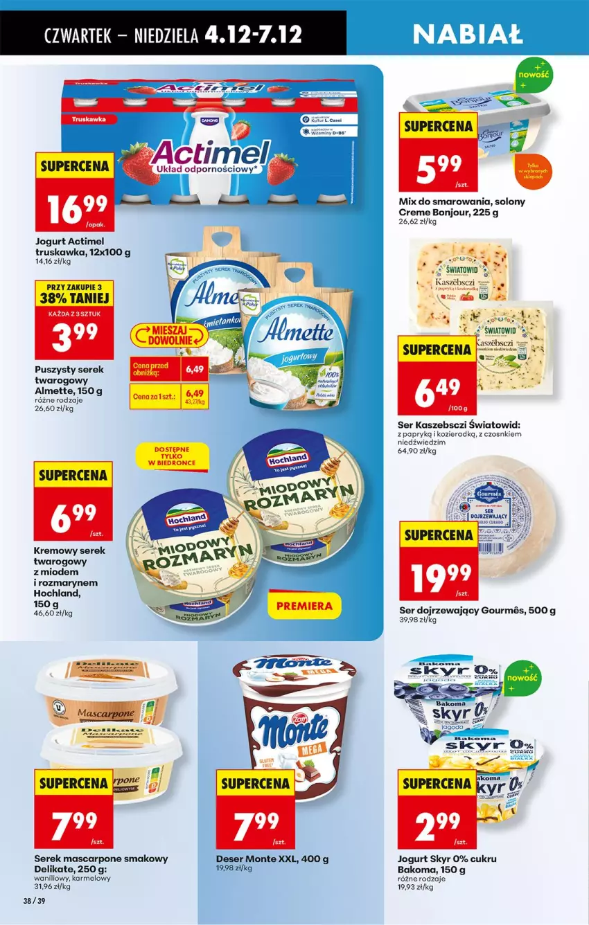 Gazetka promocyjna Biedronka - Od Czwartku - ważna 04.12 do 10.12.2025 - strona 46 - produkty: Actimel, Almette, Bakoma, Hochland, Jogurt, Mascarpone, Monte, Por, Ser, Serek, Serek twarogowy