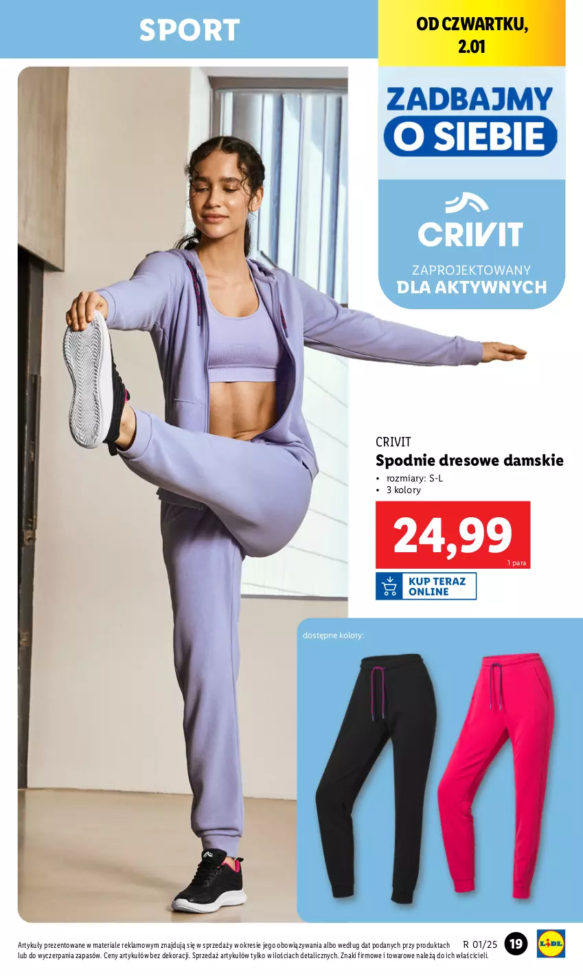 Gazetka promocyjna Lidl - GAZETKA - ważna 30.12.2024 do 04.01.2025 - strona 19 - produkty: Dres, Por, Spodnie, Spodnie dresowe, Sport