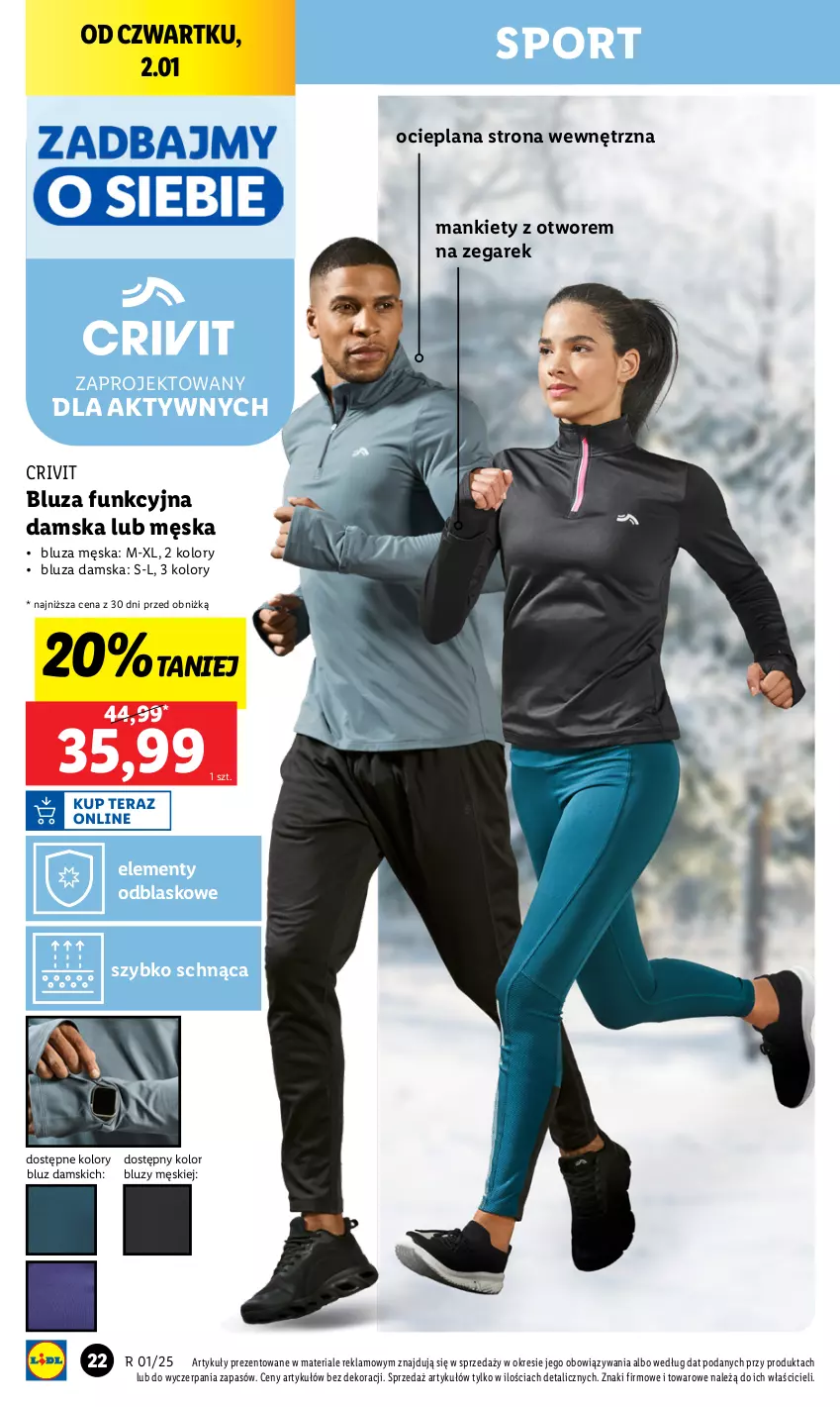 Gazetka promocyjna Lidl - GAZETKA - ważna 30.12.2024 do 04.01.2025 - strona 22 - produkty: Bluza, LANA, Por, Sport, Zegar, Zegarek