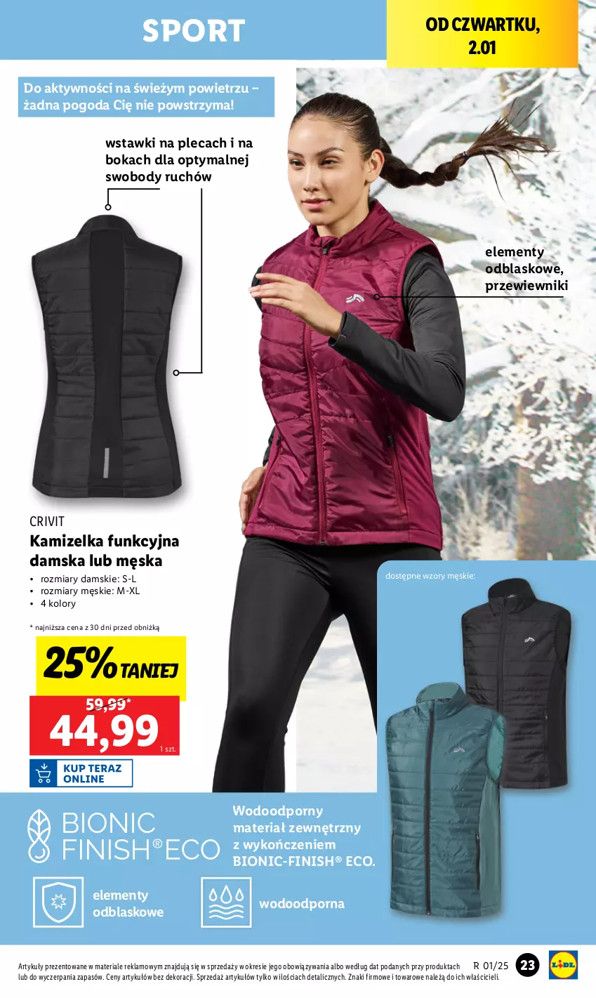 Gazetka promocyjna Lidl - GAZETKA - ważna 30.12.2024 do 04.01.2025 - strona 23 - produkty: Body, Finish, Kamizelka, Por, Sport