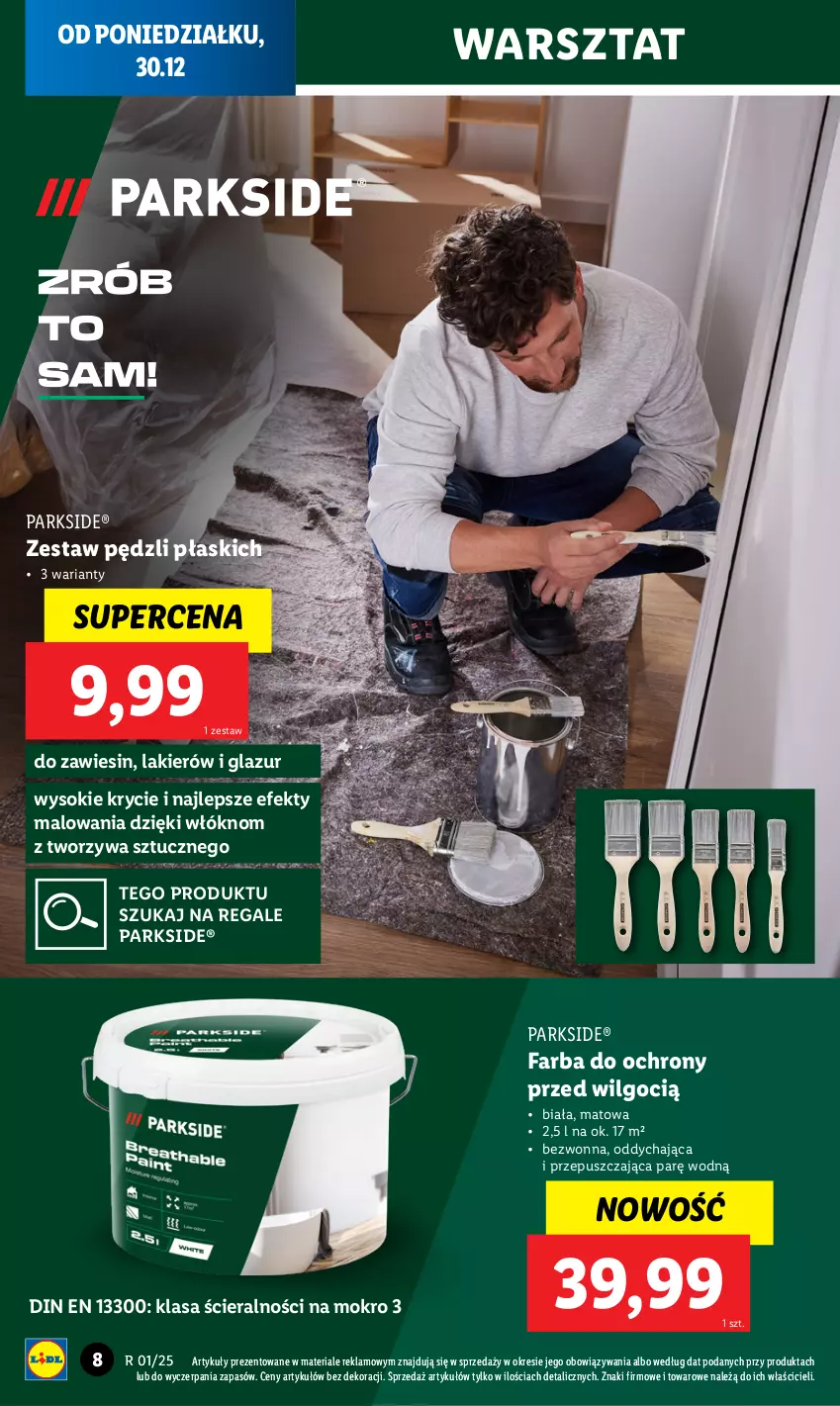 Gazetka promocyjna Lidl - GAZETKA - ważna 30.12.2024 do 04.01.2025 - strona 8 - produkty: Fa, Lakier, Lazur, LG, Parkside, Sok, Zestaw pędzli