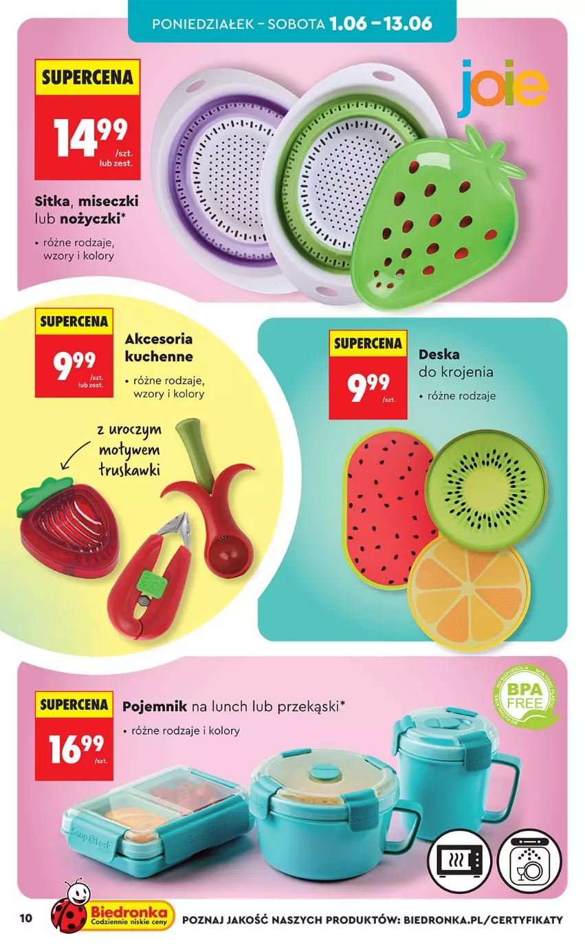 Gazetka promocyjna Biedronka - Okazje Tygodnia - ważna 30.05 do 13.06.2026 - strona 10 - produkty: Noż, Nożyczki, Pojemnik, Pojemnik na lunch, Truskawki