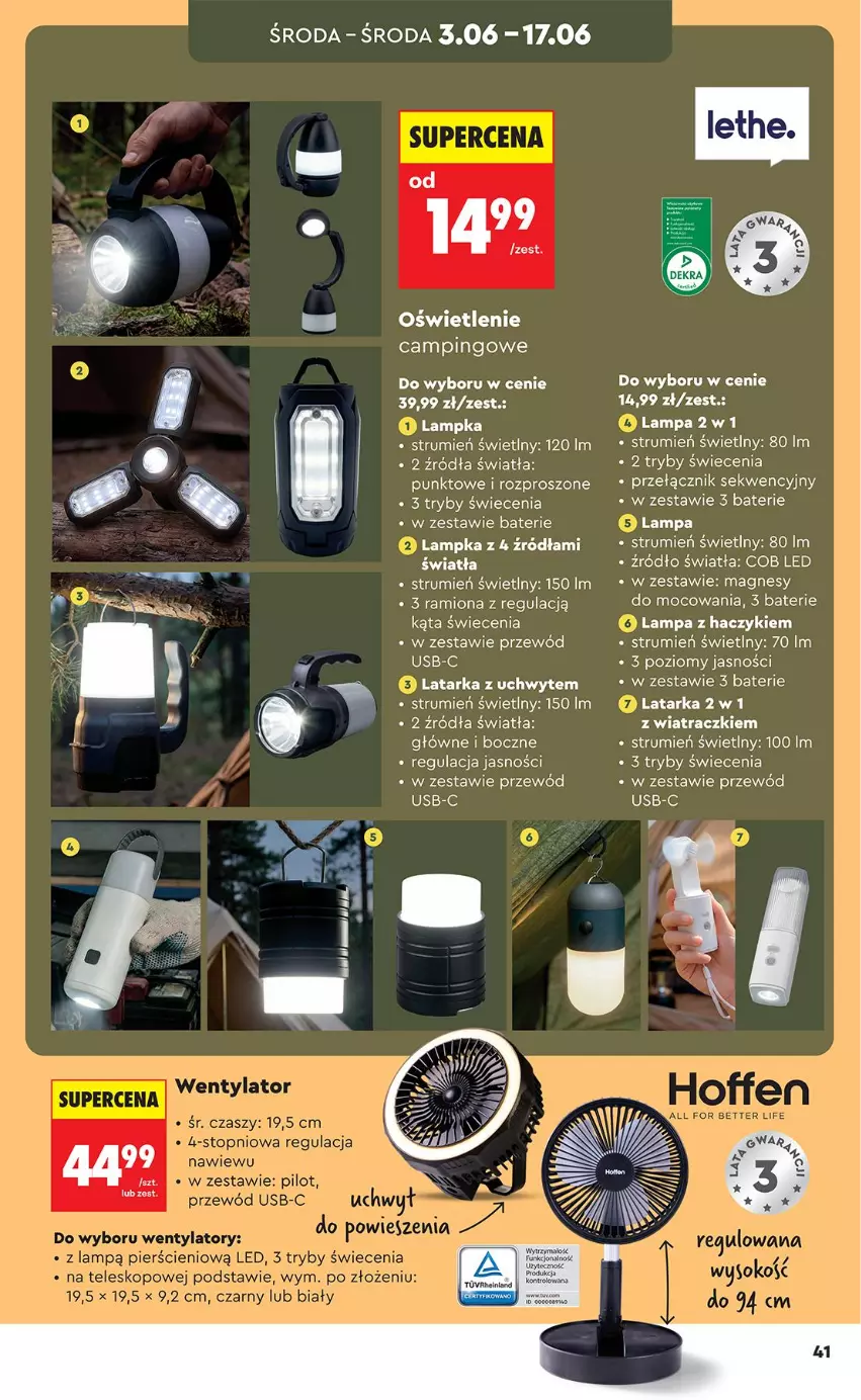 Gazetka promocyjna Biedronka - Okazje Tygodnia - ważna 30.05 do 13.06.2026 - strona 41 - produkty: Fa, Haczyk, Lampa, Latarka, Mecze, Przewód, Rum, Tarka, Top
