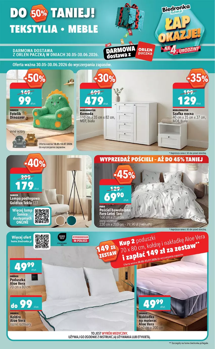 Gazetka promocyjna Biedronka - Okazje Tygodnia - ważna 30.05 do 13.06.2026 - strona 45 - produkty: Aloe vera, Fotel, Fotelik, Kołdra, Komoda, Lampa, Lampa podłogowa, LG, Moda, Poduszka, Szafka
