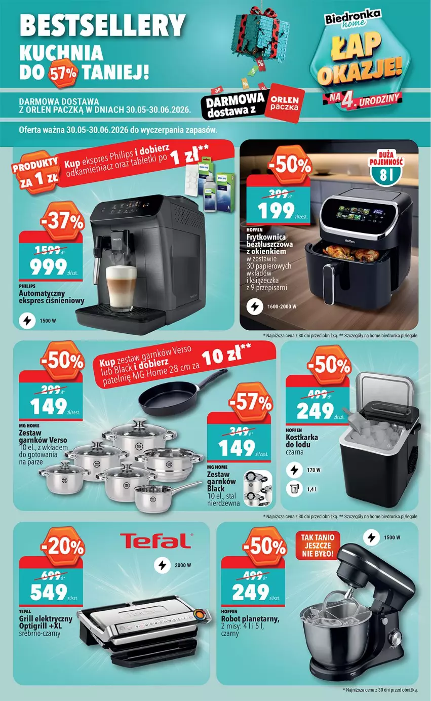 Gazetka promocyjna Biedronka - Okazje Tygodnia - ważna 30.05 do 13.06.2026 - strona 47 - produkty: Fa, Grill, Lack, Papier, Philips, Robot, Robot planetarny, Tefal