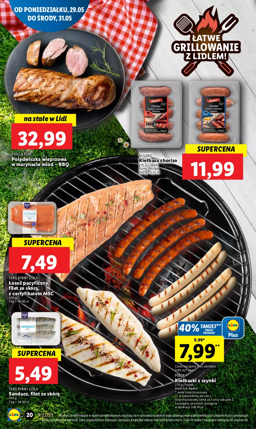 Gazetka promocyjna Lidl - GAZETKA - ważna 29.05 do 31.05.2023 - strona 34 - produkty: Dulano, Grill, Kiełbasa, Miód, PIKOK, Polędwiczka wieprzowa, Sandacz