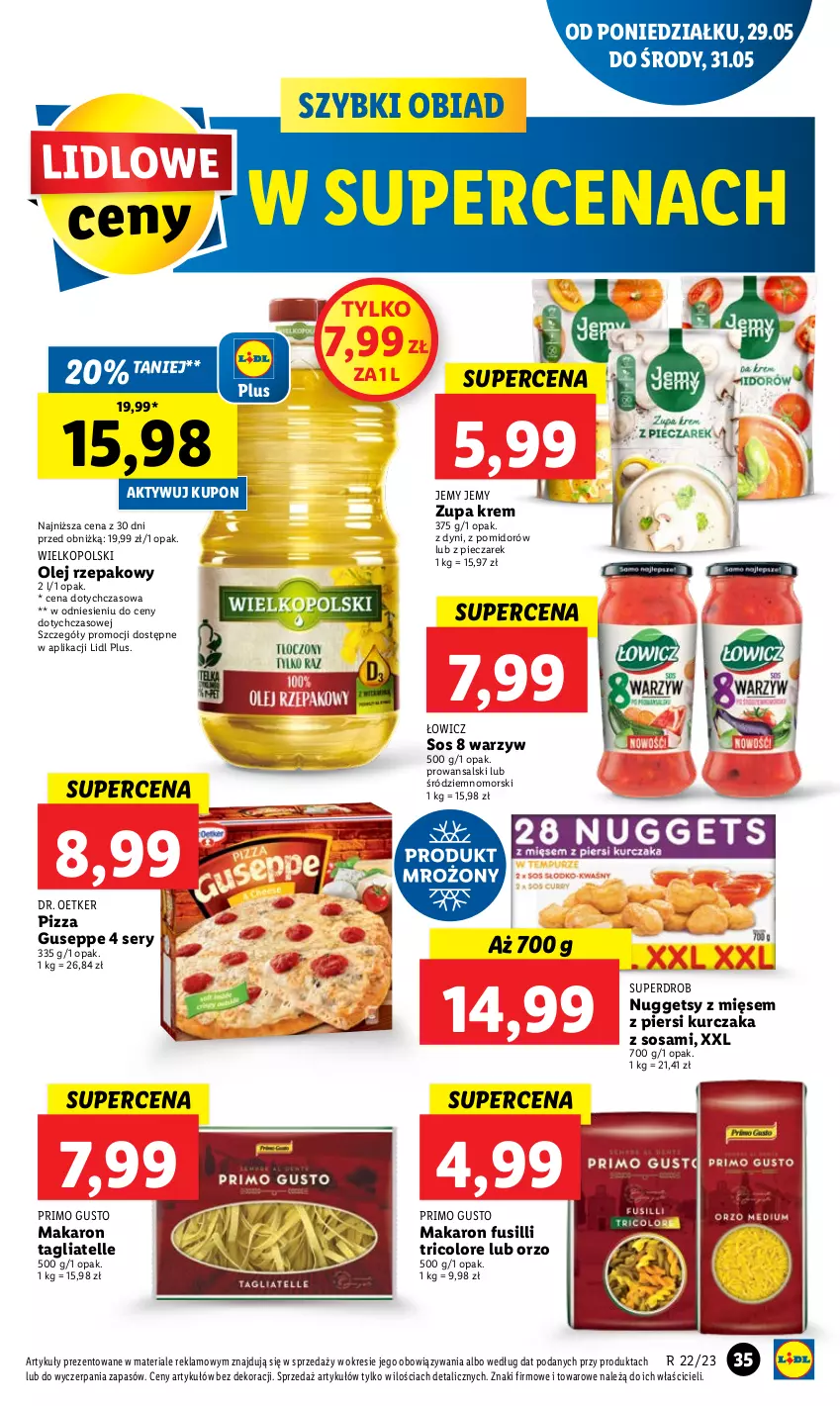 Gazetka promocyjna Lidl - GAZETKA - ważna 29.05 do 31.05.2023 - strona 49 - produkty: Dr. Oetker, Kurczak, Makaron, Olej, Olej rzepakowy, Piec, Pizza, Ser, Sos, Tagliatelle, Zupa