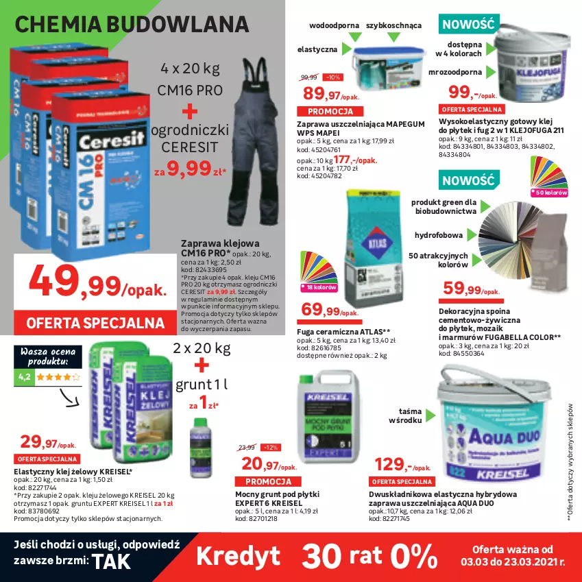 Gazetka promocyjna Leroy Merlin - Dla Fachowców i nie tylko - ważna 03.03 do 08.05.2021 - strona 2 - produkty: Bell, Bella, Cement, Ceresit, Geoflex, Grunt, Klej, Klej elastyczny, Kosz, LANA, Ogrzewanie, Pokrywa, Por, Sok, Zaprawa klejowa