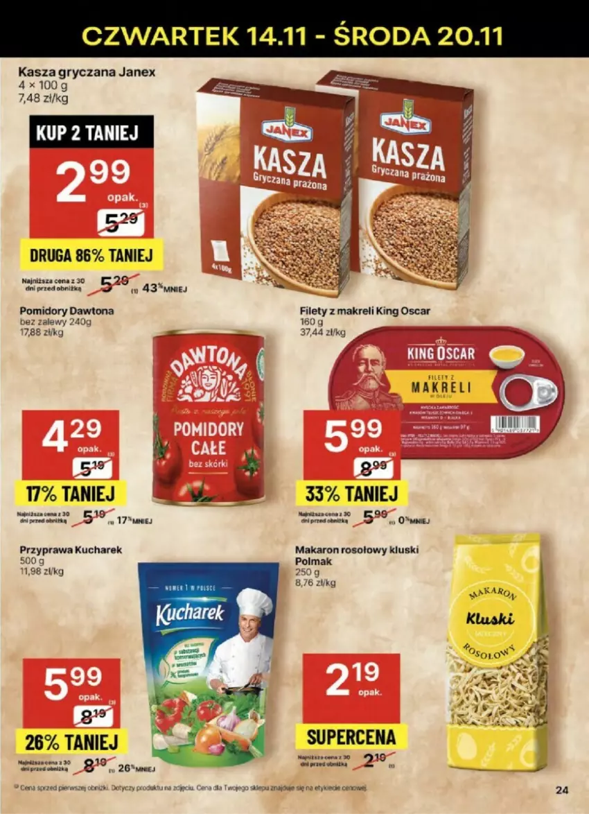 Gazetka promocyjna Delikatesy Centrum - ważna 14.11 do 20.11.2024 - strona 17 - produkty: Dawtona, Gry, Kasza, Kasza gryczana, Kucharek, Makaron, Obraz, Olma, Pomidory