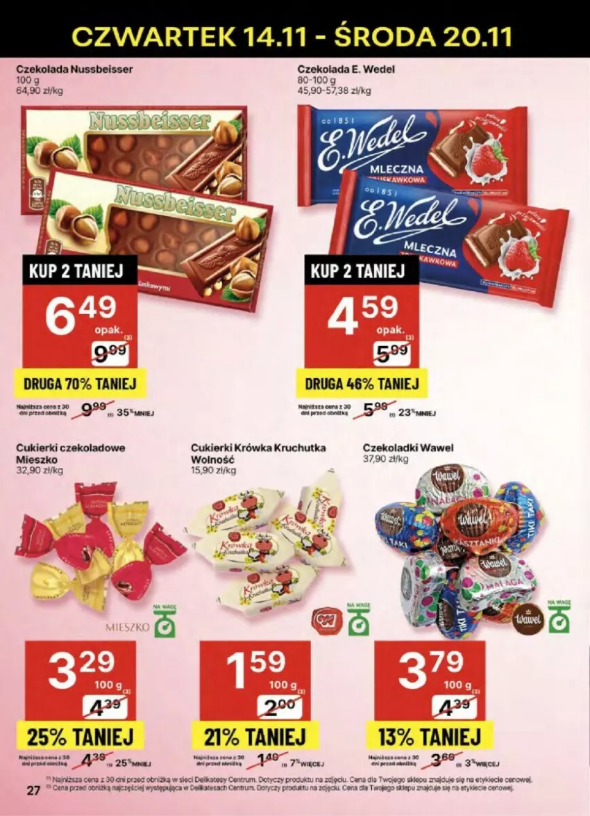 Gazetka promocyjna Delikatesy Centrum - ważna 14.11 do 20.11.2024 - strona 20 - produkty: Cukier, Cukierki, Cukierki czekoladowe, Czekolada, E. Wedel, Rum, Ser, Wawel