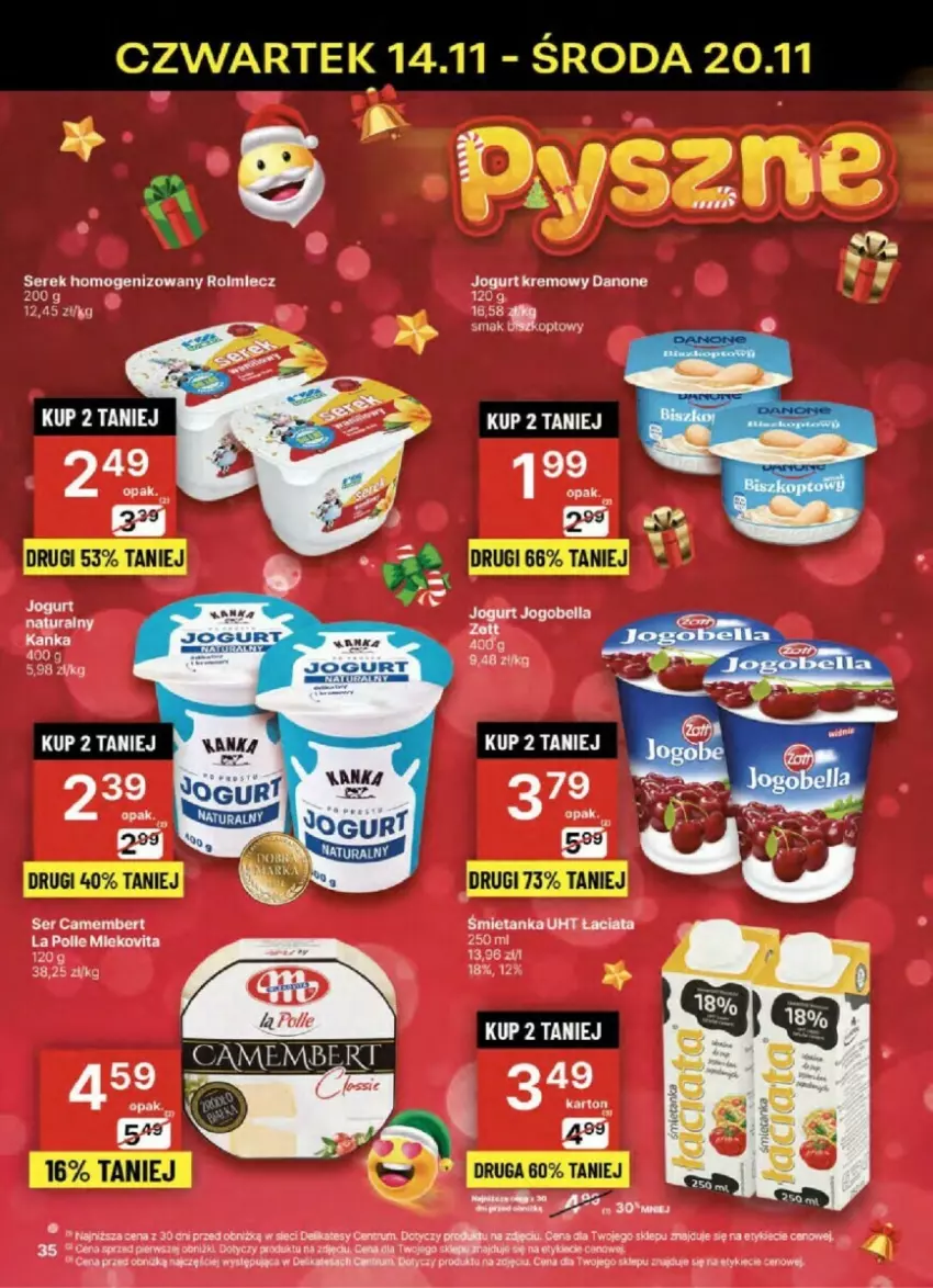 Gazetka promocyjna Delikatesy Centrum - ważna 14.11 do 20.11.2024 - strona 29 - produkty: Danone, Jogurt, Miecz, Rum, Ser, Serek, Serek homogenizowany