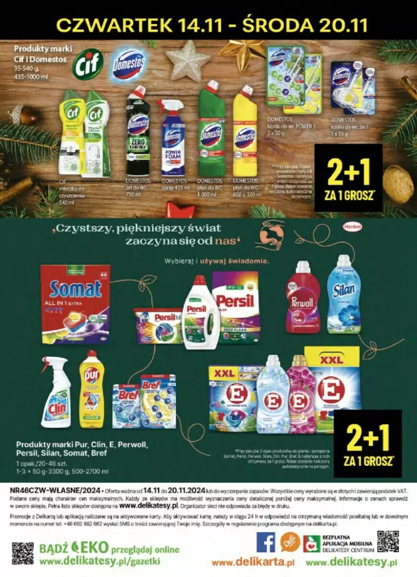 Gazetka promocyjna Delikatesy Centrum - ważna 14.11 do 20.11.2024 - strona 38 - produkty: Bref, Cif, Domestos, Gra, Persil, Rum, Silan, Somat