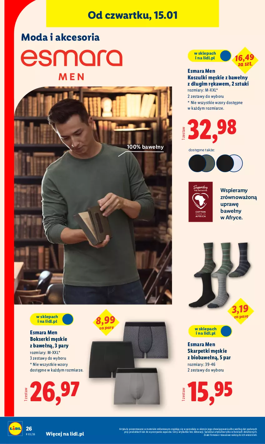 Gazetka promocyjna Lidl - GAZETKA - ważna 12.01 do 17.01.2026 - strona 28 - produkty: Bokserki, Karp, Kosz, Moda, Ser, Skarpetki
