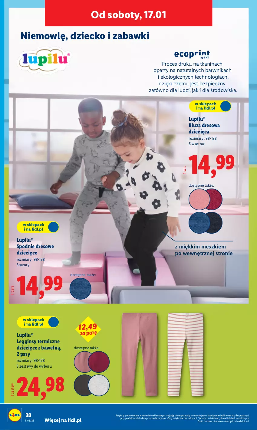 Gazetka promocyjna Lidl - GAZETKA - ważna 12.01 do 17.01.2026 - strona 40 - produkty: Bluza, Bluza dresowa, Dres, Dzieci, Gin, Legginsy, Piec, Spodnie, Spodnie dresowe