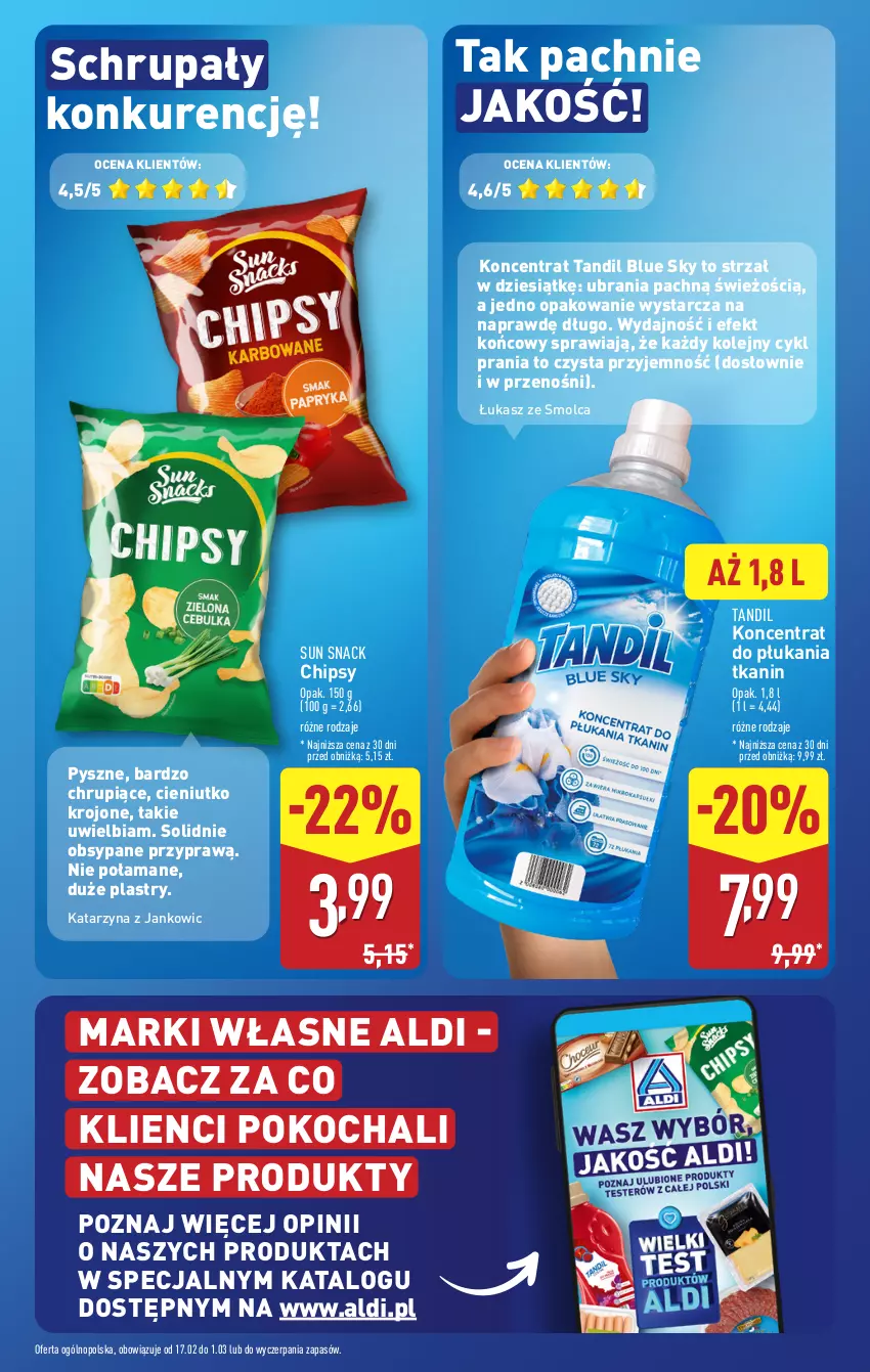 Gazetka promocyjna Aldi - Pełna oferta - ważna 17.02 do 22.02.2025 - strona 11 - produkty: Chipsy, Koc, O nas, Olej, Ubrania