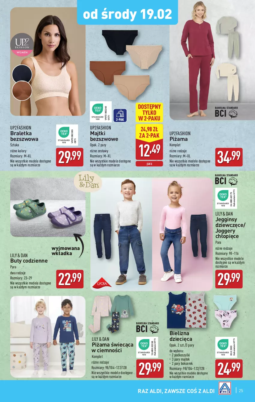 Gazetka promocyjna Aldi - Pełna oferta - ważna 17.02 do 22.02.2025 - strona 25 - produkty: Bielizna, Buty, Dzieci, Fa, Gin, Kosz, Majtki, Piżama, Ser, Serek