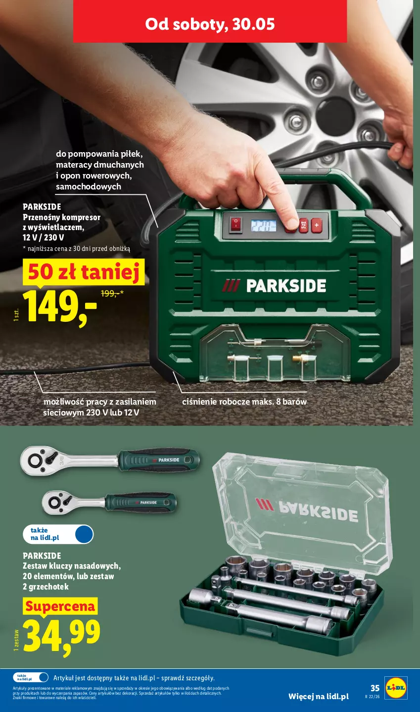 Gazetka promocyjna Lidl - Katalog ważny od 25.05 - ważna 25.05 do 30.05.2026 - strona 45 - produkty: Kompresor, Materac, Parkside, Rower, Silan, Tera, Zestaw kluczy, Zestaw kluczy nasadowych