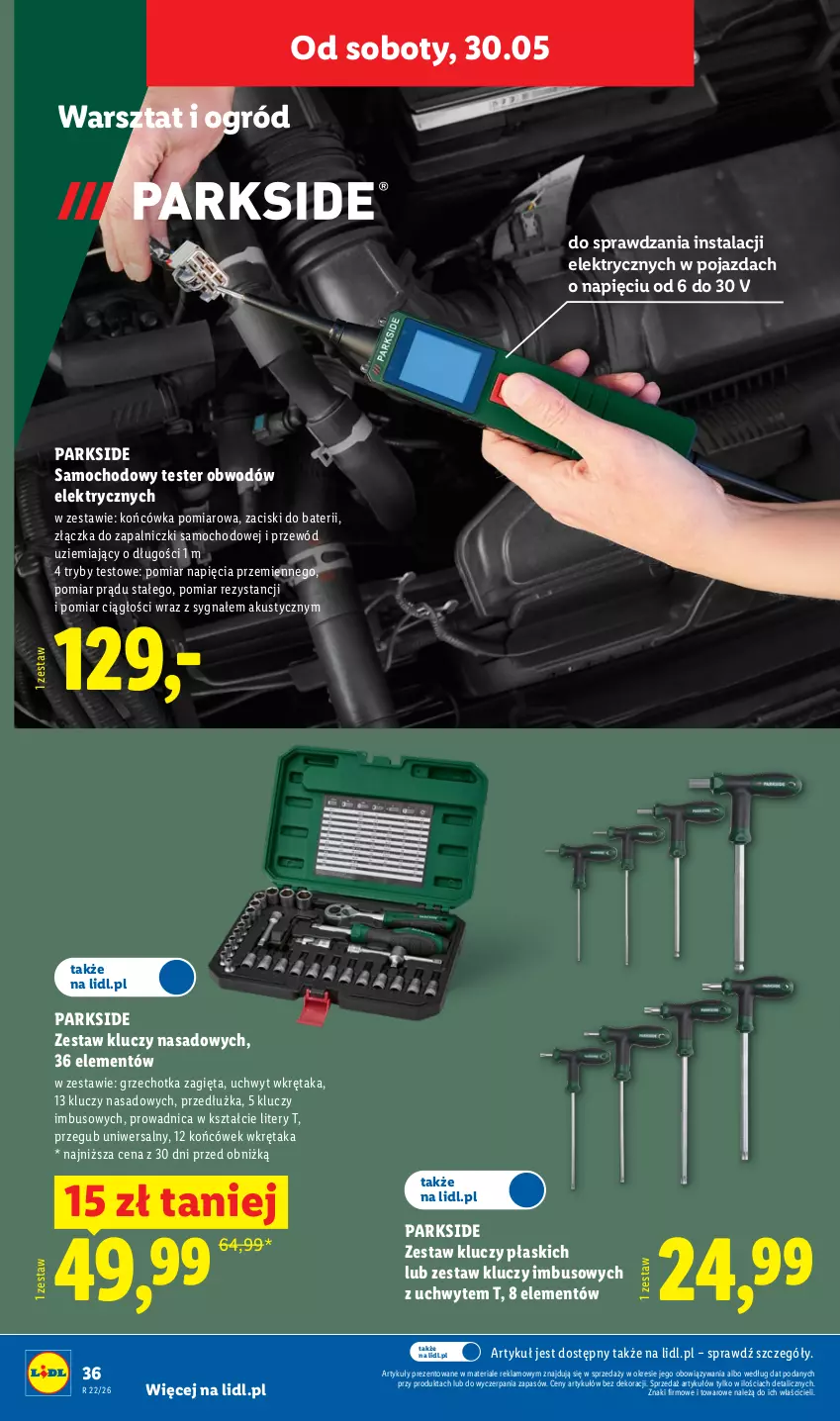 Gazetka promocyjna Lidl - Katalog ważny od 25.05 - ważna 25.05 do 30.05.2026 - strona 46 - produkty: Ogród, Parkside, Pojazd, Przewód, Wkręt, Zestaw kluczy, Zestaw kluczy nasadowych