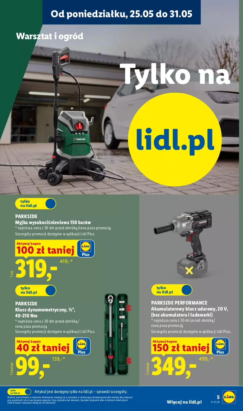 Gazetka promocyjna Lidl - Katalog ważny od 25.05 - ważna 25.05 do 30.05.2026 - strona 5 - produkty: Akumulator, Klucz udarowy, Koc, Ogród, Parkside, Sok