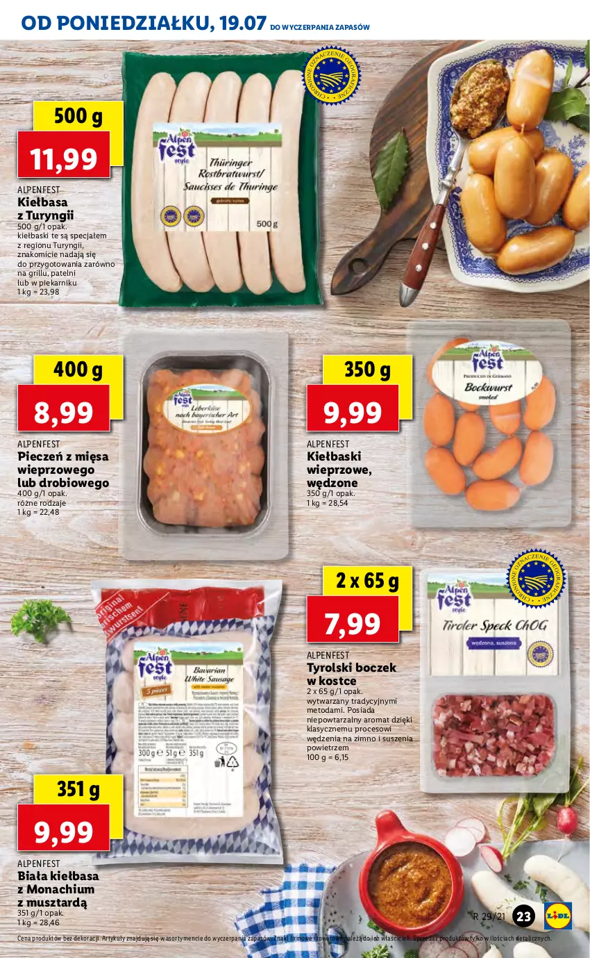 Gazetka promocyjna Lidl - GAZETKA - ważna 19.07 do 21.07.2021 - strona 23 - produkty: Boczek, Grill, Kiełbasa, Mus, Piec, Piekarnik