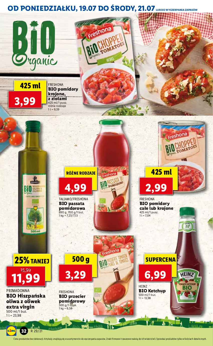 Gazetka promocyjna Lidl - GAZETKA - ważna 19.07 do 21.07.2021 - strona 32 - produkty: Gin, Heinz, Ketchup, Oliwa z oliwek, Pomidory, Pomidory krojone, Prima