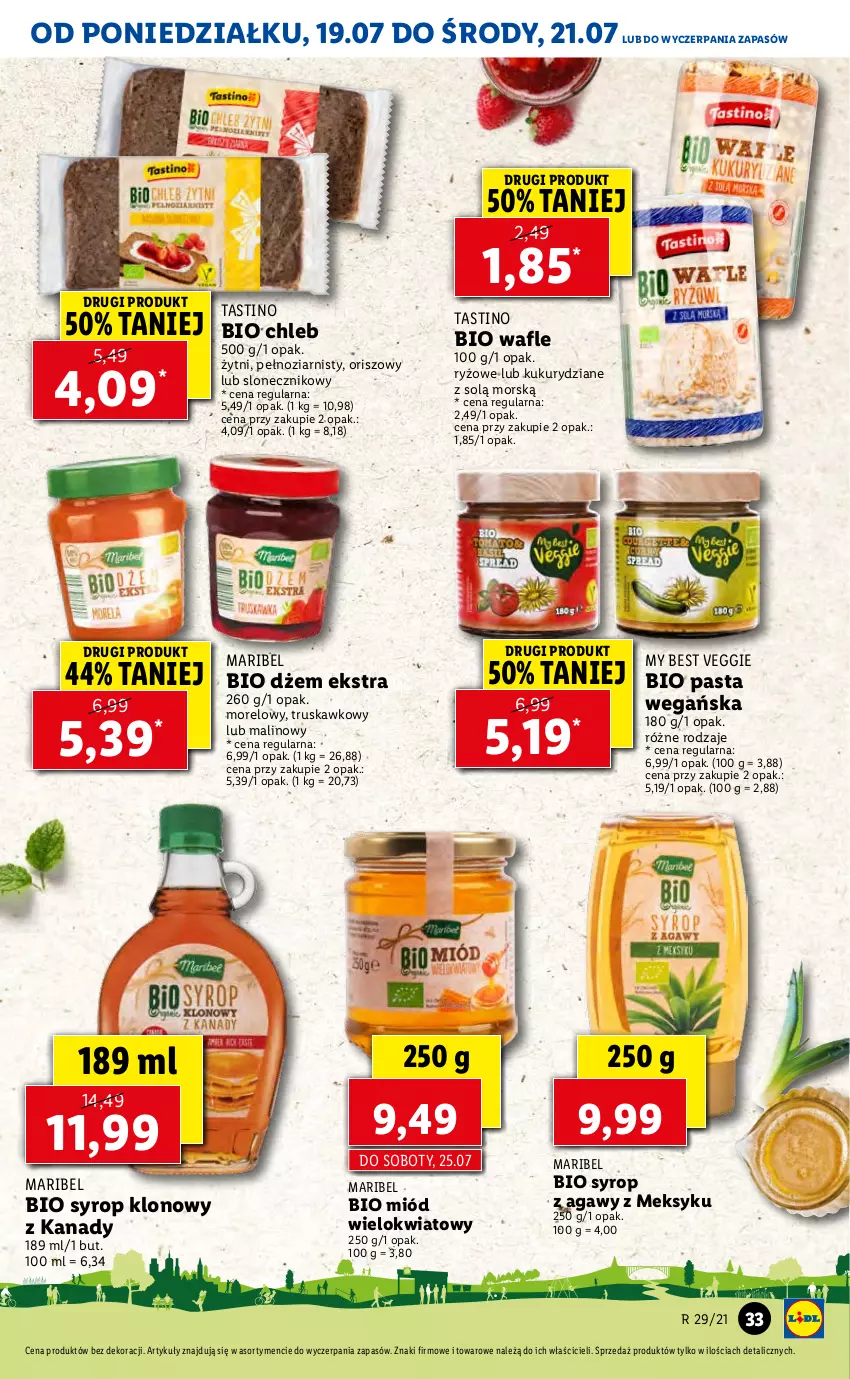 Gazetka promocyjna Lidl - GAZETKA - ważna 19.07 do 21.07.2021 - strona 33 - produkty: Chleb, Dżem, Miód, Ryż, Syrop, Wafle