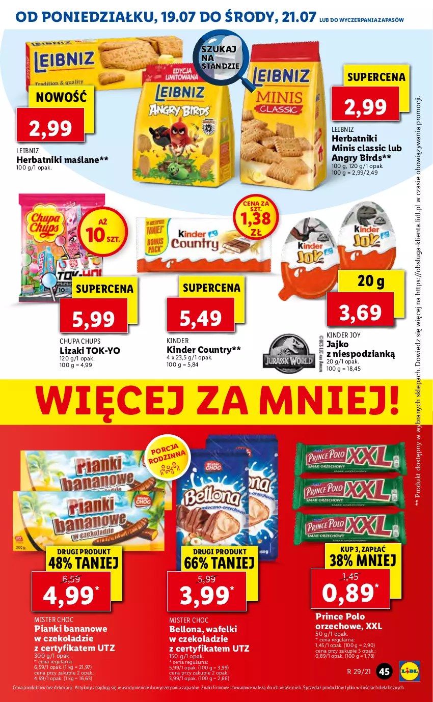 Gazetka promocyjna Lidl - GAZETKA - ważna 19.07 do 21.07.2021 - strona 45 - produkty: Bell, Chupa Chups, Gry, Herbatniki, Kinder, Lizaki, Por, Prince Polo