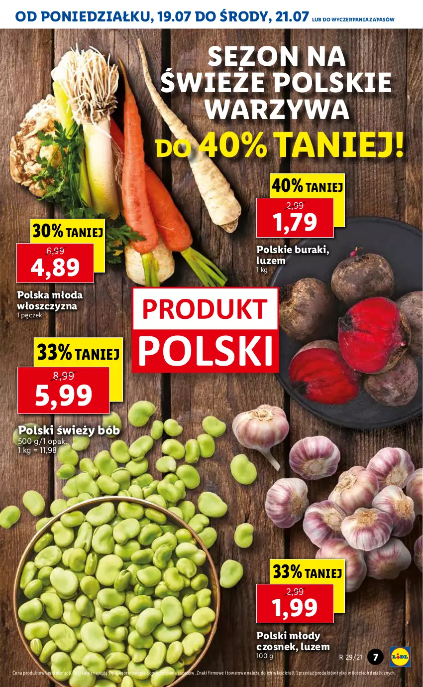 Gazetka promocyjna Lidl - GAZETKA - ważna 19.07 do 21.07.2021 - strona 7 - produkty: Buraki, Czosnek, Warzywa