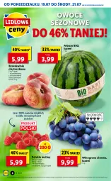 Gazetka promocyjna Lidl - GAZETKA - Gazetka - ważna od 21.07 do 21.07.2021 - strona 8 - produkty: Por, Tera, Maliny, Winogrona, Brzoskwinie, Owoce, Arbuz, Wino