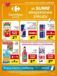 Gazetka promocyjna Carrefour - Gazetka Express w SUMIE ekspresowe zakupy - Gazetka - ważna od 15.06 do 15.06.2026 - strona 1 - produkty: Piwa, Piwo, Red Bull, Chipsy, Mirinda, Pepsi, Napój gazowany, Napój, Fa