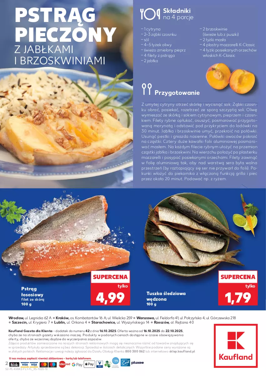 Gazetka promocyjna Kaufland - Kaufland - ważna 16.10 do 22.10.2025 - strona 2 - produkty: Brzoskwinie, Cytryny, Fa, Grill, Jabłka, Kawa, Orka, Piec, Piekarnik, Pieprz, Por, Pstrąg, Pstrąg łososiowy, Ryż, Ser, Sok, Sól, Sos, Tusz, Tuszka śledziowa, Tuszka śledziowa wędzona, Wagi